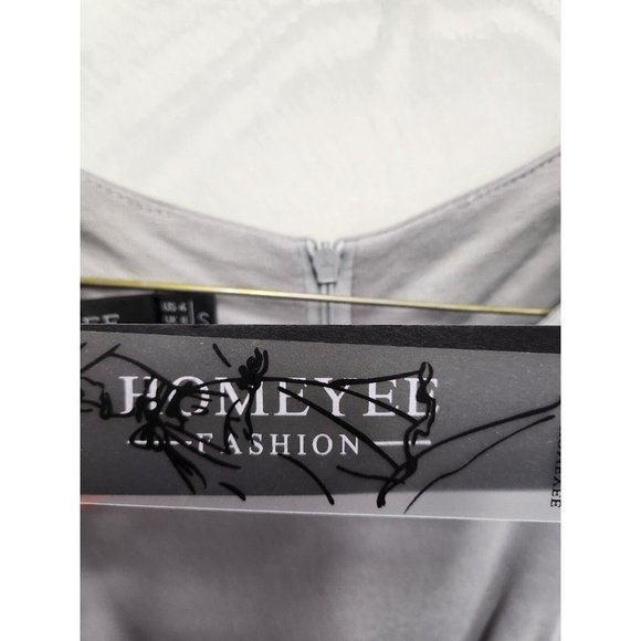 Homeyee Fashion Womens Fit & Flare Dress Small Gray Sleeveless Lace Waist NWT - Picture 7 of 11